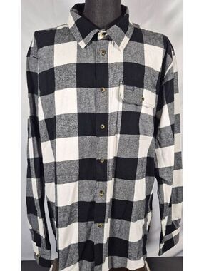 Smith’s Workwear 4XB Buffalo Plaid Flannel Shirt Black White